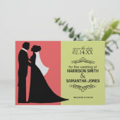 コーラル＆ライムグリーン Save the Date お知らせ 招待状 (スタンド正面)