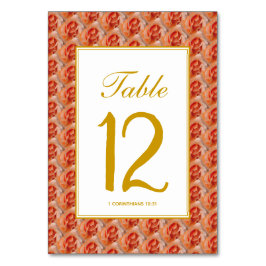 コーラル ローズ エレガント フラワーの結婚式（キリスト教式） テーブルナンバー