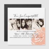 コーラル・ローズ　写真コラージュ　結婚式　Save The Date マグネット招待状 (正面/裏面)