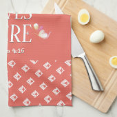 コーラル |愛はここに住む |カスタマイズスタイリッシュ可能 キッチンタオル (四つ折り)