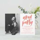 コーラル |抽象芸術ブラシストローク卒業パーティー 招待状 (スタンド正面)