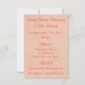 コーラル、桃のバラヴィンテージポイルカドットベビーシャワー 招待状 (裏面)