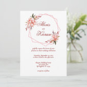 コーラル&赤面幾何学的フープ結婚式招待状 招待状 (スタンド正面)