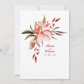コーラル&赤面幾何学的フープ結婚式招待状 招待状 (裏面)