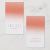 コーラル&金ゴールドオレンジグモダンラムシックグラマー 名刺 (正面/裏面)