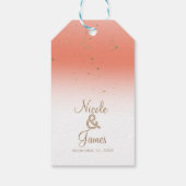 コーラル&金ゴールドモダングラムブライダルシャワーパーティー ギフトタグ (裏面)