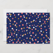 コーラル&金ゴールド紙吹雪ドットブルーバースデーパーティー 招待状 (裏面)