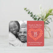 コーラル 35周年 結婚記念日 オレンジ 招待状 (スタンド正面)