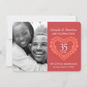 コーラル 35周年 結婚記念日 オレンジ 招待状 (正面)