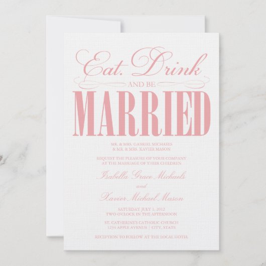 コーラル Eat, Drink & Be Married | 結婚式招待状 招待状 (正面)