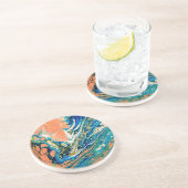 コーラルNブルーサウスウエスタンビーチ抽象芸術 コースター (側面)