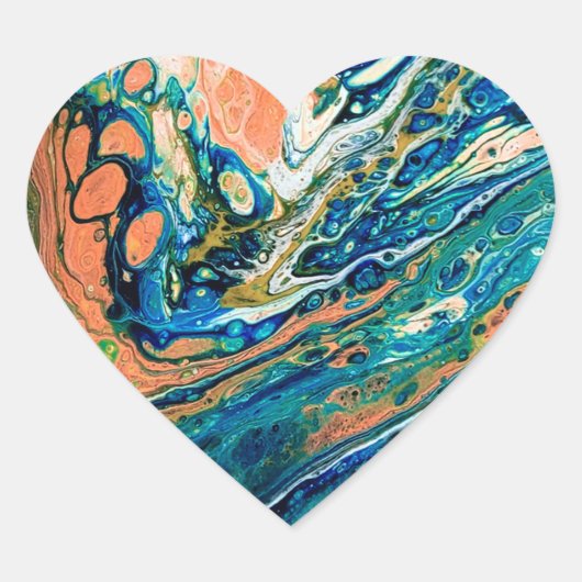 コーラルNブルーサウスウエスタンビーチ抽象芸術 ハートシール (正面)