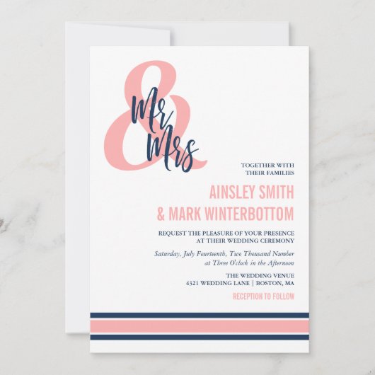 コーラ名門私立校風のル&ネイビーミセス結婚ズ 招待状 (正面)