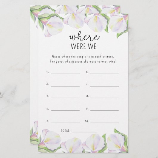 コーラ フラワー - 私たちどこで ブライダルシャワー ゲーム (正面/裏面)