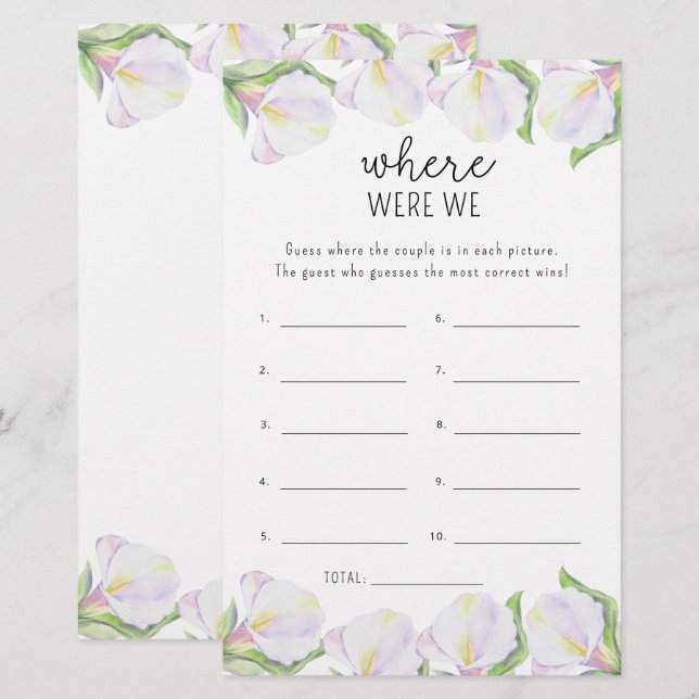 コーラ フラワー - 私たちどこで ブライダルシャワー ゲーム (正面/裏面)