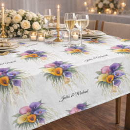 コーラ・リリーの花輪 ウェディングデコ 新婚夫婦 テーブルクロス