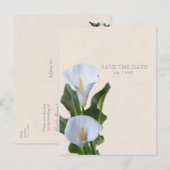 コーラ・リリーの花 花 エレガント SAVE THE DATE 案内ポストカード (正面/裏面)