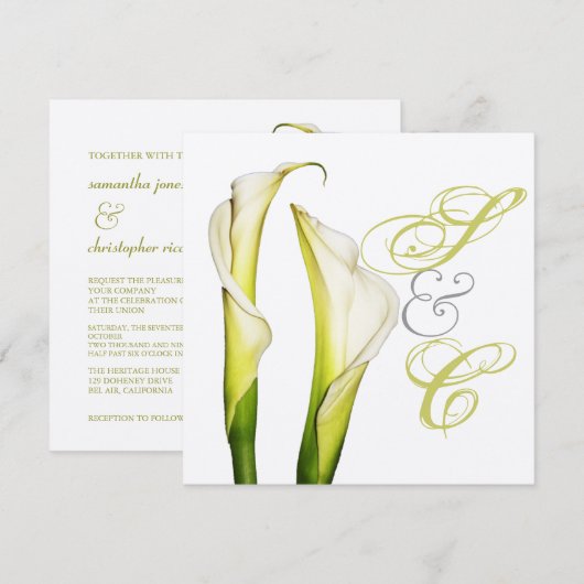 コーラ・リリー + スワール テキスト, 結婚式 招待状 (正面/裏面)