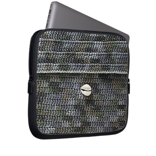 コーリーグレーアーティザンクロシェプリントエレクトロニクスバッグ ラップトップスリーブ (正面右)