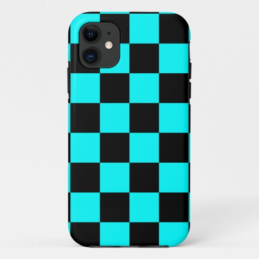 コーリータイガー 80年代 ネオンチェック柄 (アクア ティール ブルー) Case-Mate iPhoneケース (裏面)