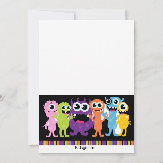コールアルモンスターズユニセックス子供の誕生日招待状 招待状 (裏面)