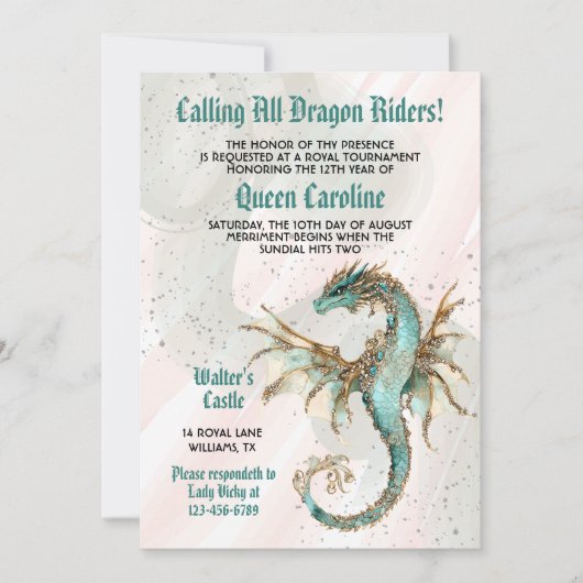 コールオールドラゴンライダー誕生日招待状 招待状 (正面)