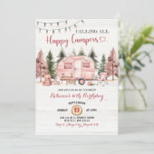 コールオールハッピーキャンパーズピンクキャンパーバン誕生日 招待状 (スタンド正面)