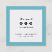 コールカード四角名門私立校風のモダンターコイズ青 スクエア名刺 (裏面)