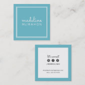 コールカード四角名門私立校風のモダンターコイズ青 スクエア名刺 (正面/裏面)