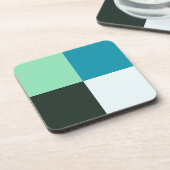コールグレーアイボリーホワイトティール（緑がかった色）グリーンアクアブルー コースター (左側)