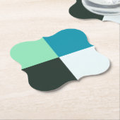 コールグレーアイボリーホワイトティール（緑がかった色）グリーンアクアブルー ペーパーコースター (アングル)