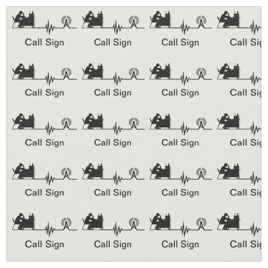 コールサイン付きハムラジオシルエット生地 ファブリック (クローズアップ)