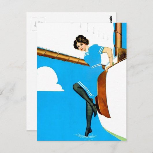 コールズ・フィリップス「フェードアウェイ・ガール」アート　”青い帆走り” ポストカード (正面/裏面)