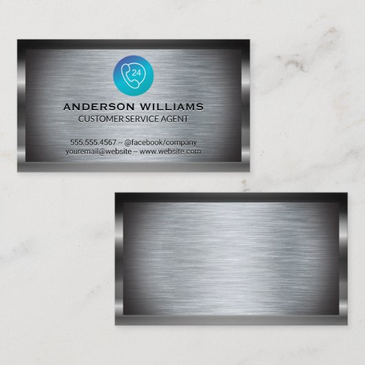 コールセンターのカスタマーサポート |メタリック背景 名刺 (正面/裏面)