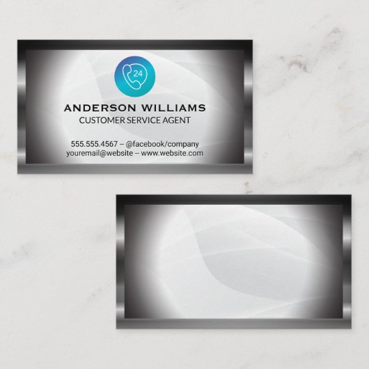 コールセンターのカスタマーサポート |メタル縁ど 名刺 (正面/裏面)