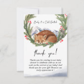 コールドアウトウッドランドキツネ冬季ベビーシャワー サンキューカード (正面)