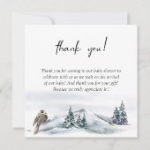 コールドアウトウッドランドキツネ冬季ベビーシャワー サンキューカード (裏面)