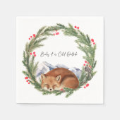 コールドアウトウッドランドキツネ冬季ベビーシャワー スタンダードカクテルナプキン (正面)