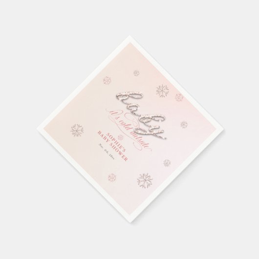 コールドアウトスノーフレークグリッター冬季ベビーシャワー スタンダードカクテルナプキン (角)
