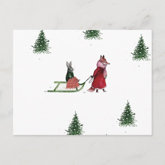 コールドウィンターデイイラストレーションホリデイ ポストカード (正面)