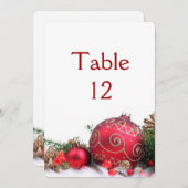 コールドウィンター金ゴールドリボンホリデーテーブルカード 招待状 (正面/裏面)