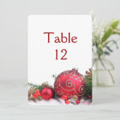 コールドウィンター金ゴールドリボンホリデーテーブルカード 招待状 (スタンド正面)