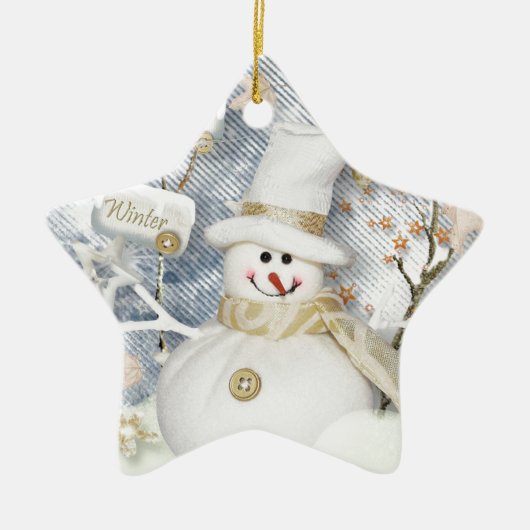 コールドウィンター雪だるま セラミックオーナメント (正面)