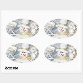 コールドウィンター雪だるま 楕円形シール (シート)