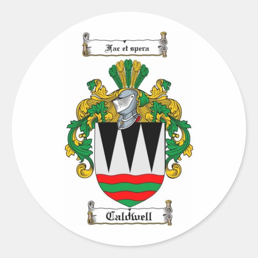 コールドウェル家紋 – 手のコールドウェルコート ラウンドシール (正面)