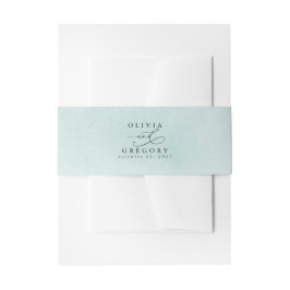 コールドグリーン – Sage Dusty Blue Waterカラーテクスチャ 招待状ベリーバンド