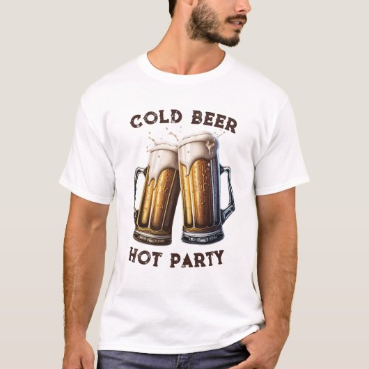 コールドビールホットパーティー2パイント完璧なコンボ Tシャツ (正面)
