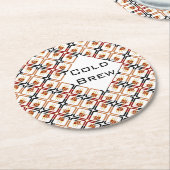 コールドブリューコーヒーカップブラウンレッドブラックマグジャワ ラウンドペーパーコースター (アングル)