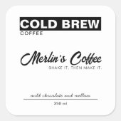 コールドブリューコーヒー製品ラベルボトルシール スクエアシール (正面)