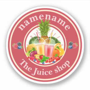 コールドプレスジュースSmoothiesフルーツショップのロゴ名 シール